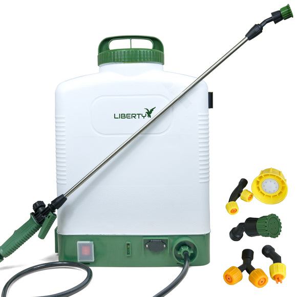 Liberty Electric Backpack Sprayer 4 Gallon Professional for Lawn, Garden, Pest Control, Greenhouse - All Day Battery