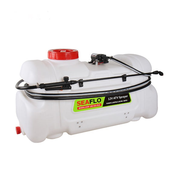 26 Gallon (100 Liter) ATV  Spot Sprayer with Boom Atachment. for Watering, Gardening, Salt Brine and more